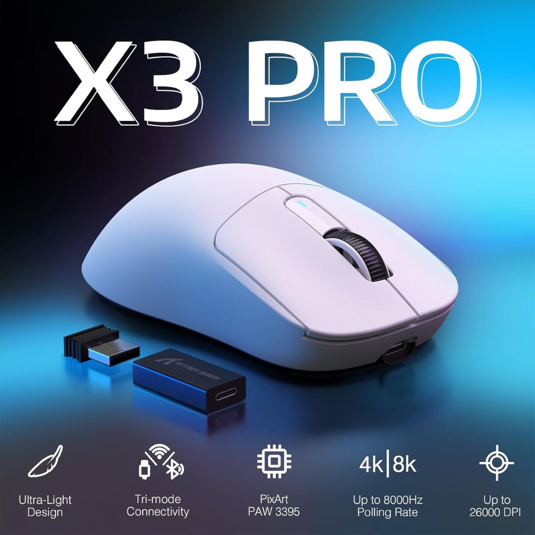 ATTACK SHARK X3PRO  Wireless Gaming Mouse - White