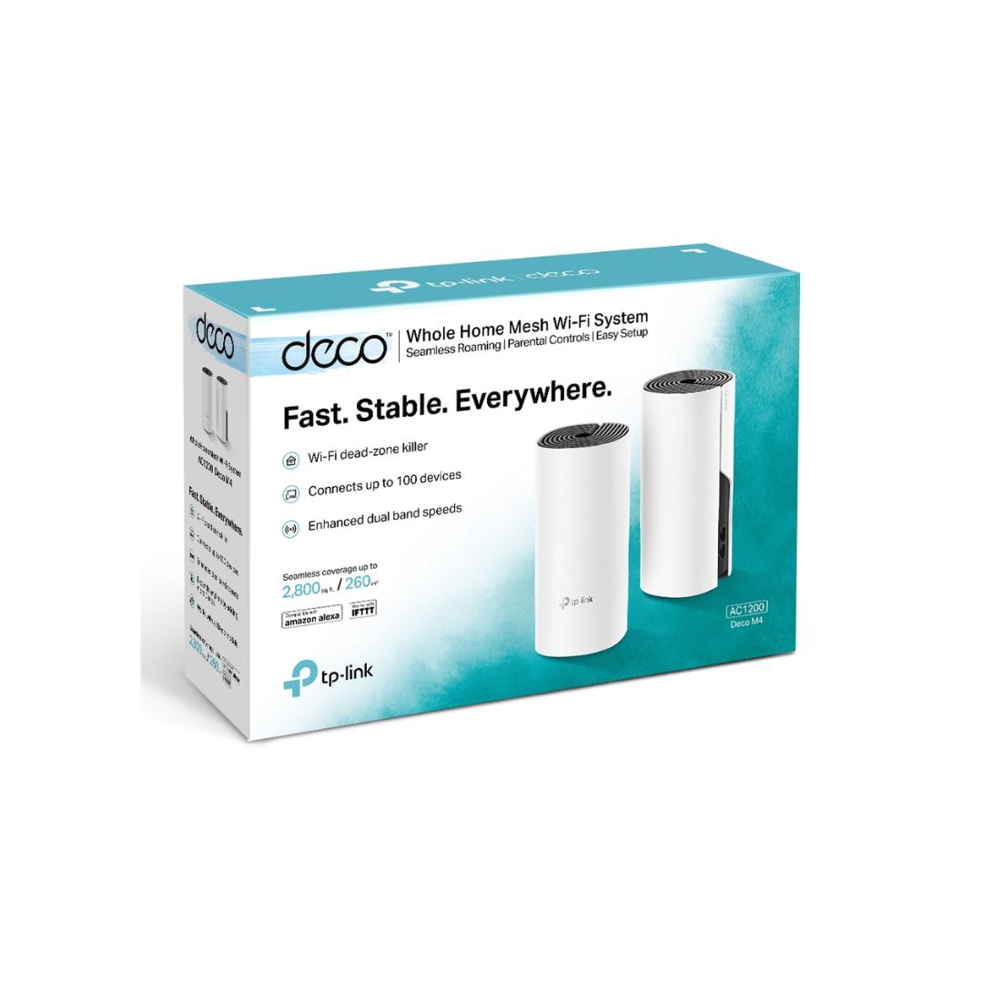 نظام واي فاي شبكي للمنزل بالكامل من TP-Link Deco M4 AC1200، عبوتان