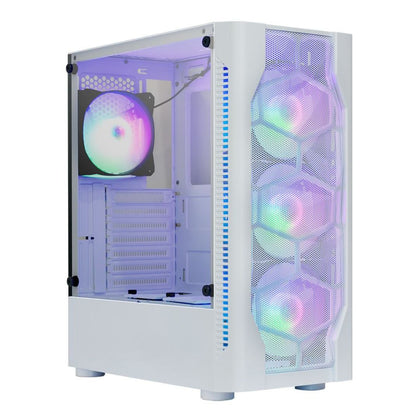 MASS 07 Mid Tower Case  4 RGB Fans - White