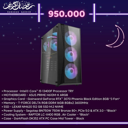 Pc Build intel i5 13400F, RTX 3070 8GB - Ramadan Offers