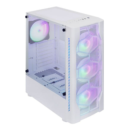 MASS 07 Mid Tower Case  4 RGB Fans - White