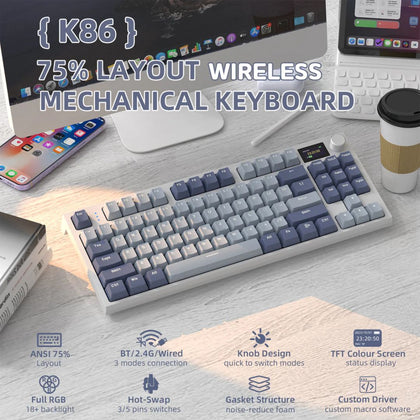 ATTACK SHARK K86 Wireless Mechanical Keyboard - Lavender Blue