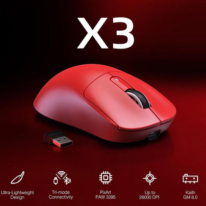 ماوس الألعاب اللاسلكي ATTACK SHARK X3 - أحمر