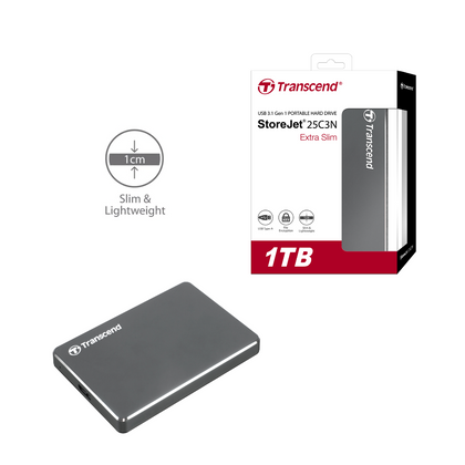 Transcend Storejet 25C3N 1TB USB 3.1 Extra Slim Portable HDD
