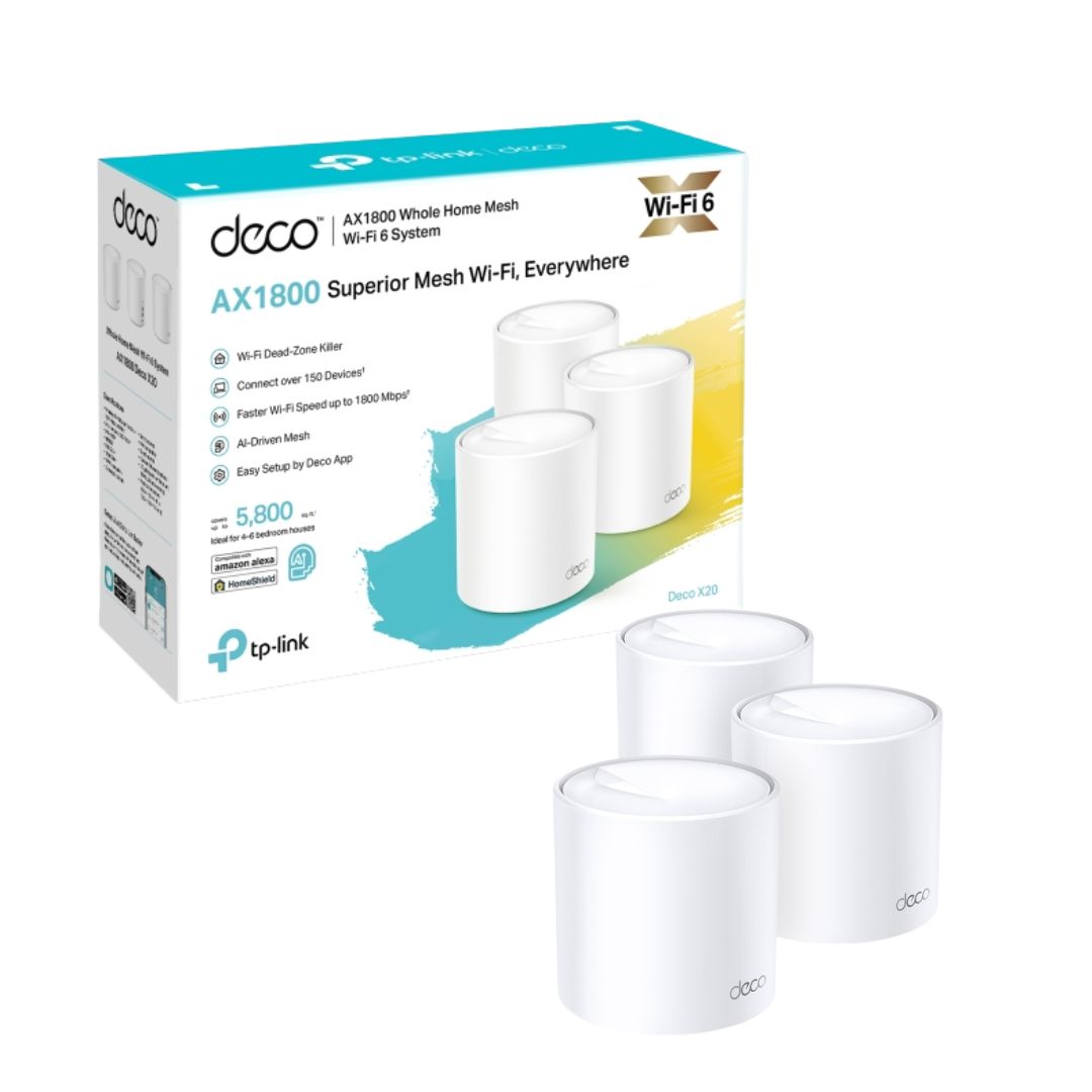 نظام TP-Link Deco X20 AX1800 للمنزل بالكامل مع شبكة Wi-Fi 6، عبوة من 3 قطع