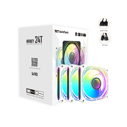 DarkFlash INF24T Fan Kit 120mm 3 Fan ARGB - White