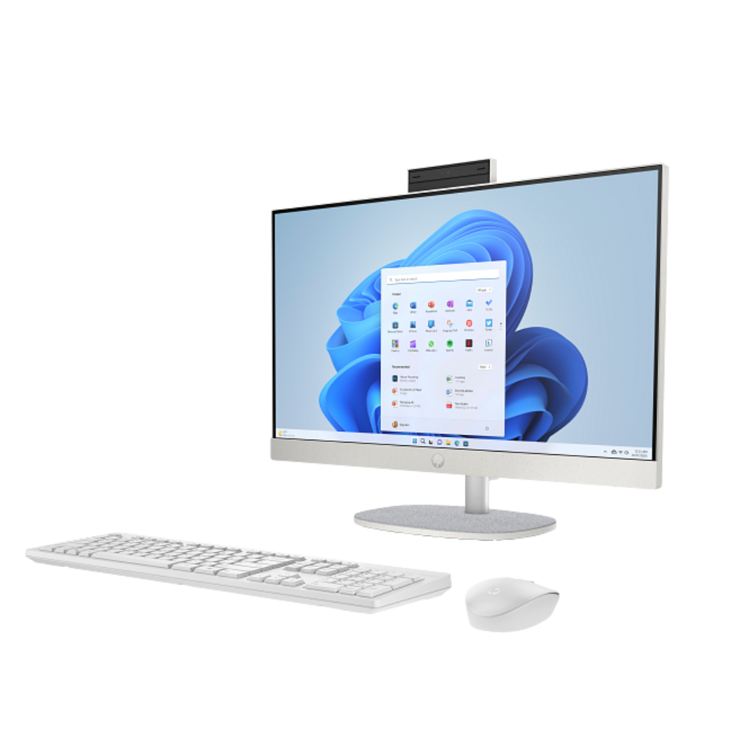 جهاز كمبيوتر الكل في واحد HP 24-CR0031NE، Intel Core i7-1355U، ذاكرة وصول عشوائي 16 جيجابايت، قرص SSD 512 جيجابايت، Intel Iris Xe، شاشة 24 بوصة FHD IPS، أبيض شل