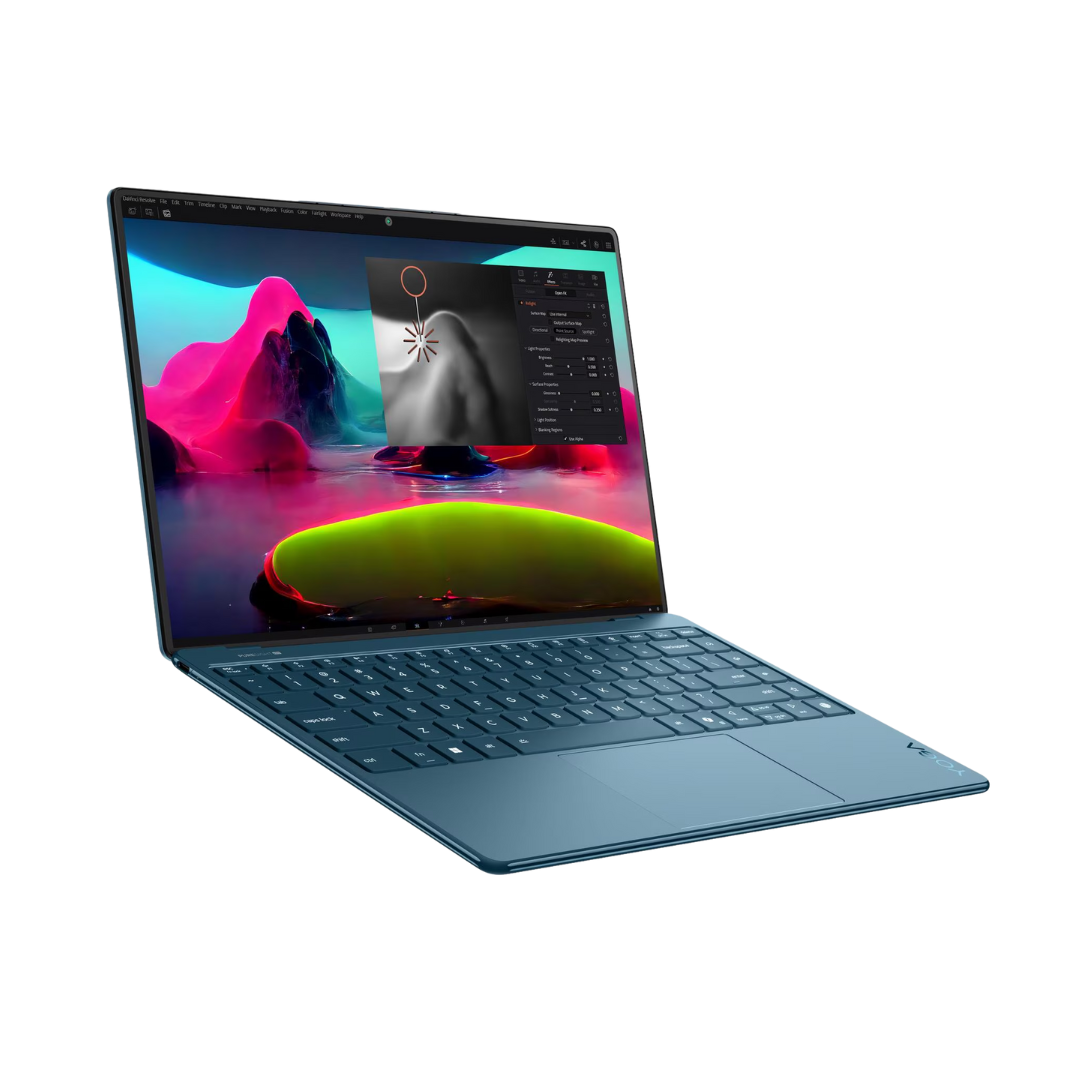 لينوفو يوجا سليم 9 - 14ILL10 - (0MAX)، معالج إنتل كور ألترا 7-258V، ذاكرة وصول عشوائي 32 جيجابايت، قرص صلب 1 تيرابايت، شاشة لمس 4K WQUXGA (3840x2400) OLED 120 هرتز، لون تيدال تيل