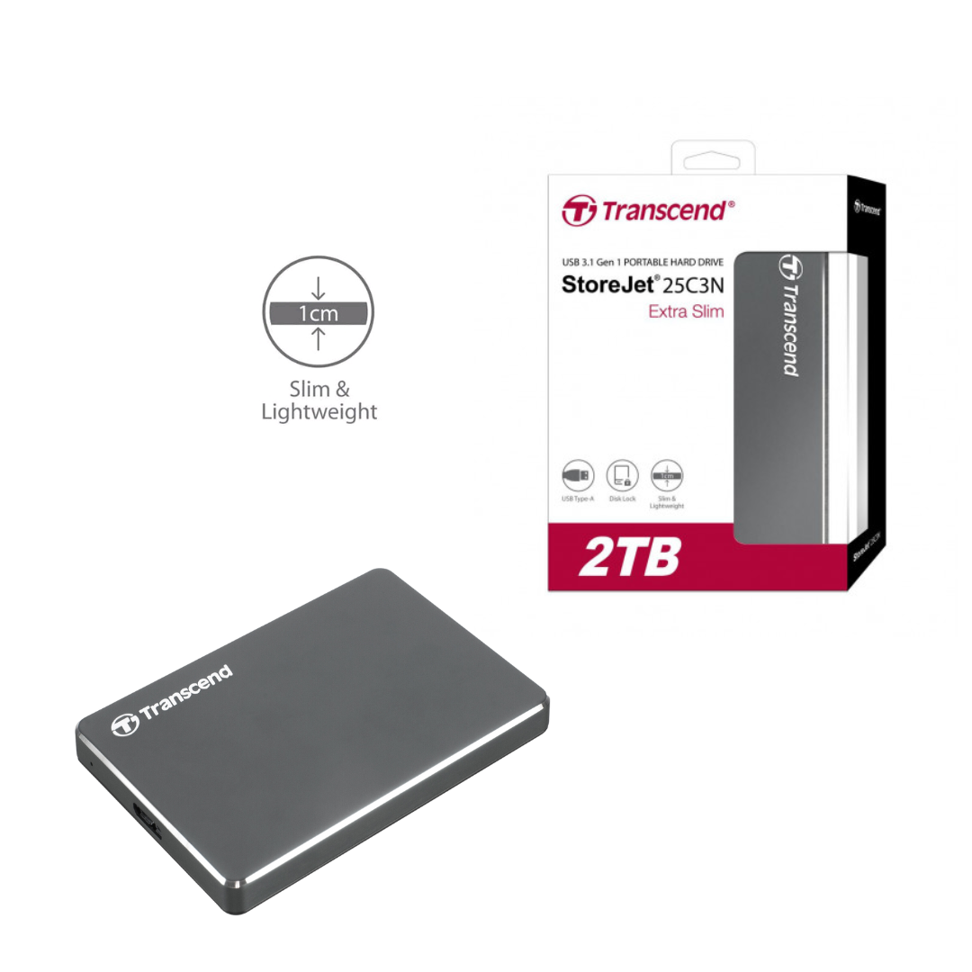 Transcend Storejet 25C3N 2TB USB 3.1 Extra Slim Portable HDD