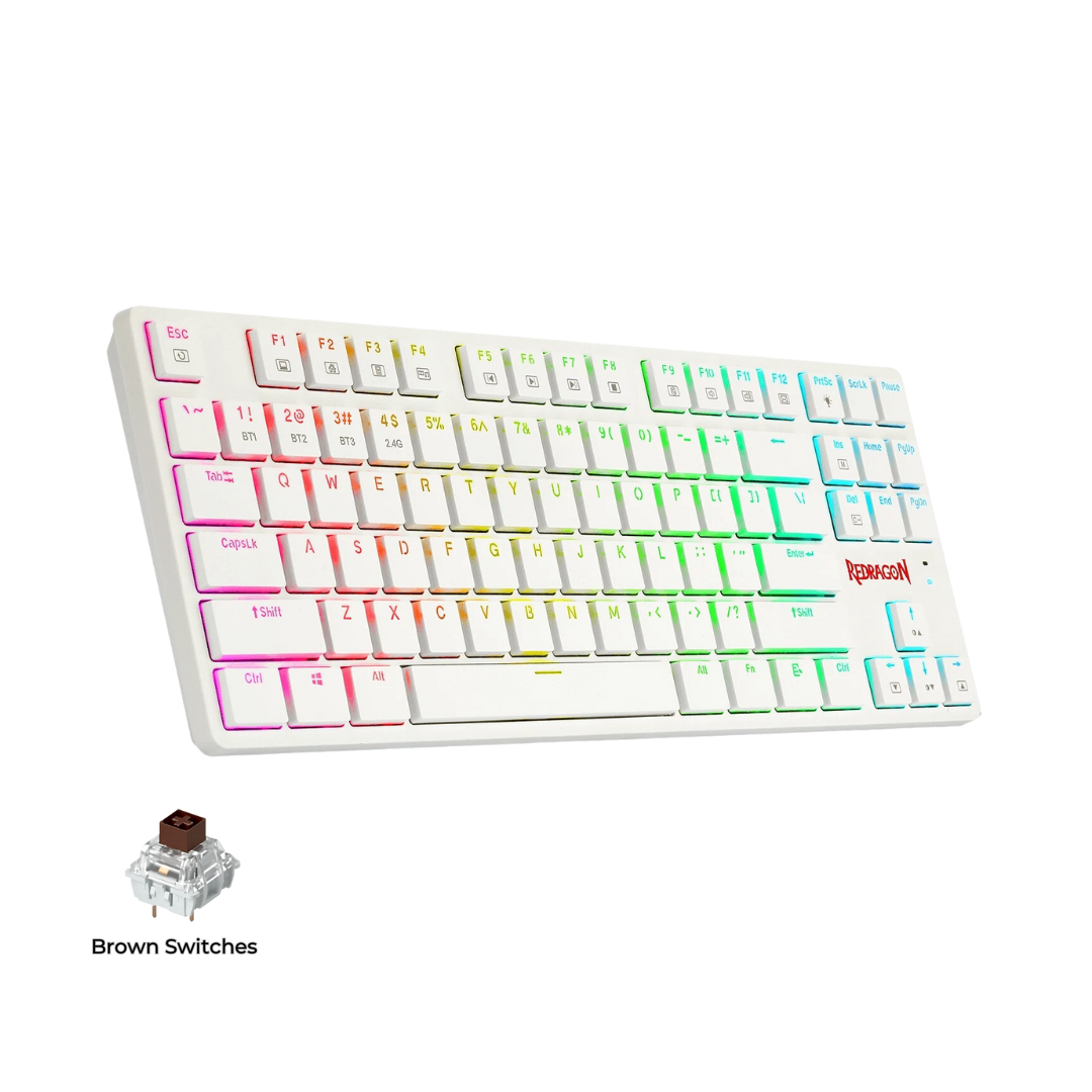 لوحة مفاتيح ميكانيكية Redragon K539 Anubis 80% لاسلكية RGB - بيضاء