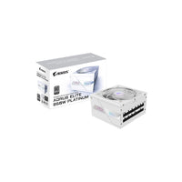 جيجابايت AORUS ELITE GP-AE850PM ICE، وحدة تزويد طاقة كاملة التوصيل، 850 واط، بكفاءة 80+ بلاتينيوم، PCIe 5.1 – ابيض