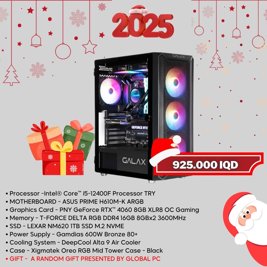 Pc Build intel i5 12400F, RTX 4060 8GB Christmas Sale العالمية للحاسبات