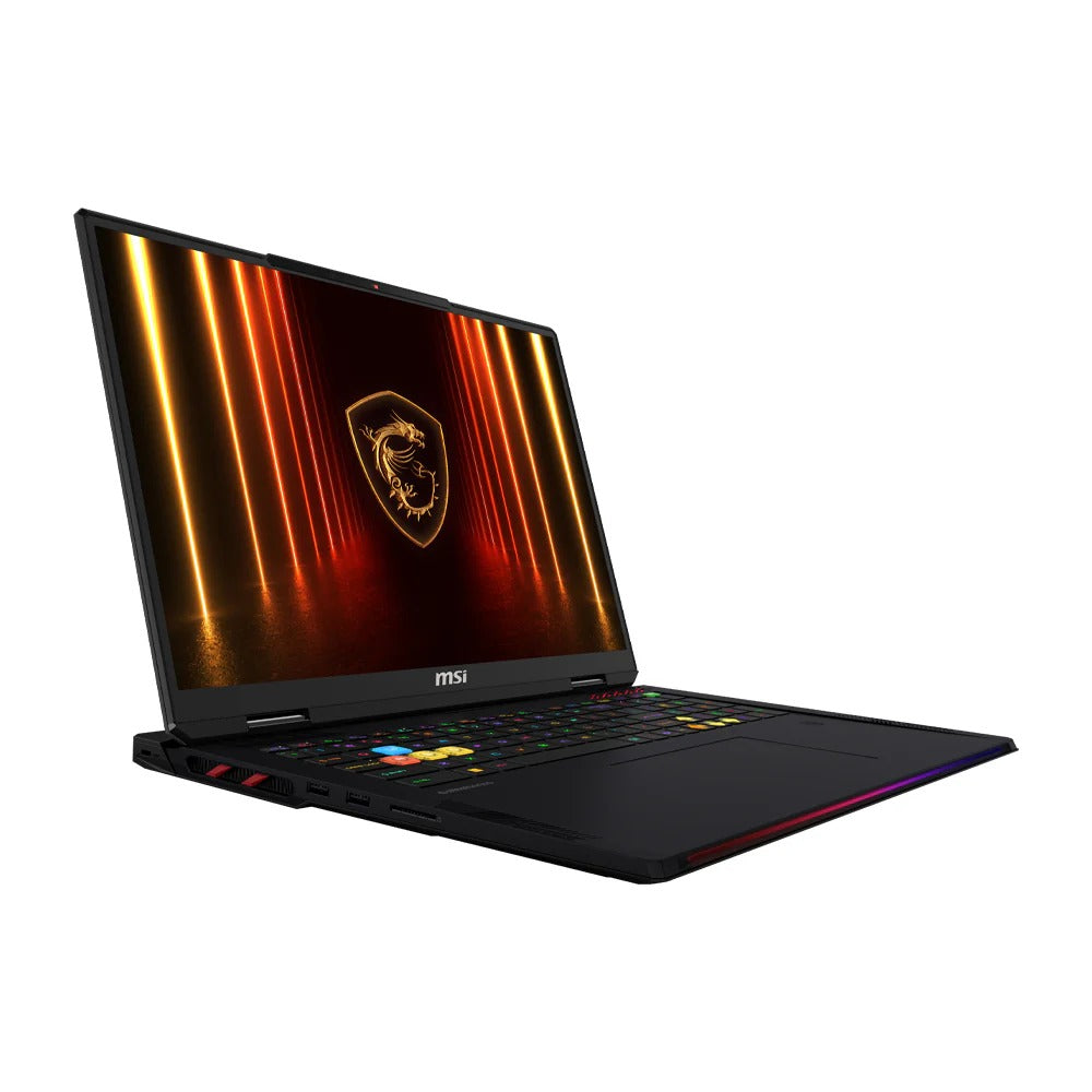 MSI Raider A18 HX A9WIG-205AE، AMD Ryzen 9-9955HX3D، ذاكرة وصول عشوائي (RAM) سعة 64 جيجابايت، قرص SSD سعة 2 تيرابايت، NVIDIA RTX 5090 سعة 24 جيجابايت، شاشة 18 بوصة UHD+ 120 هرتز، لون أسود