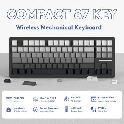 ATTACK SHARK M87 Wireless Mechanical Keyboard - Grey Gradien