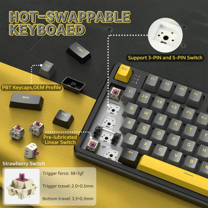 ATTACK SHARK X87 Tri-mode Gasket Mechanical Keyboard - Star Black