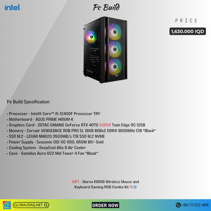 Pc Build intel i5 12400F, RTX 4070 Super 12GB