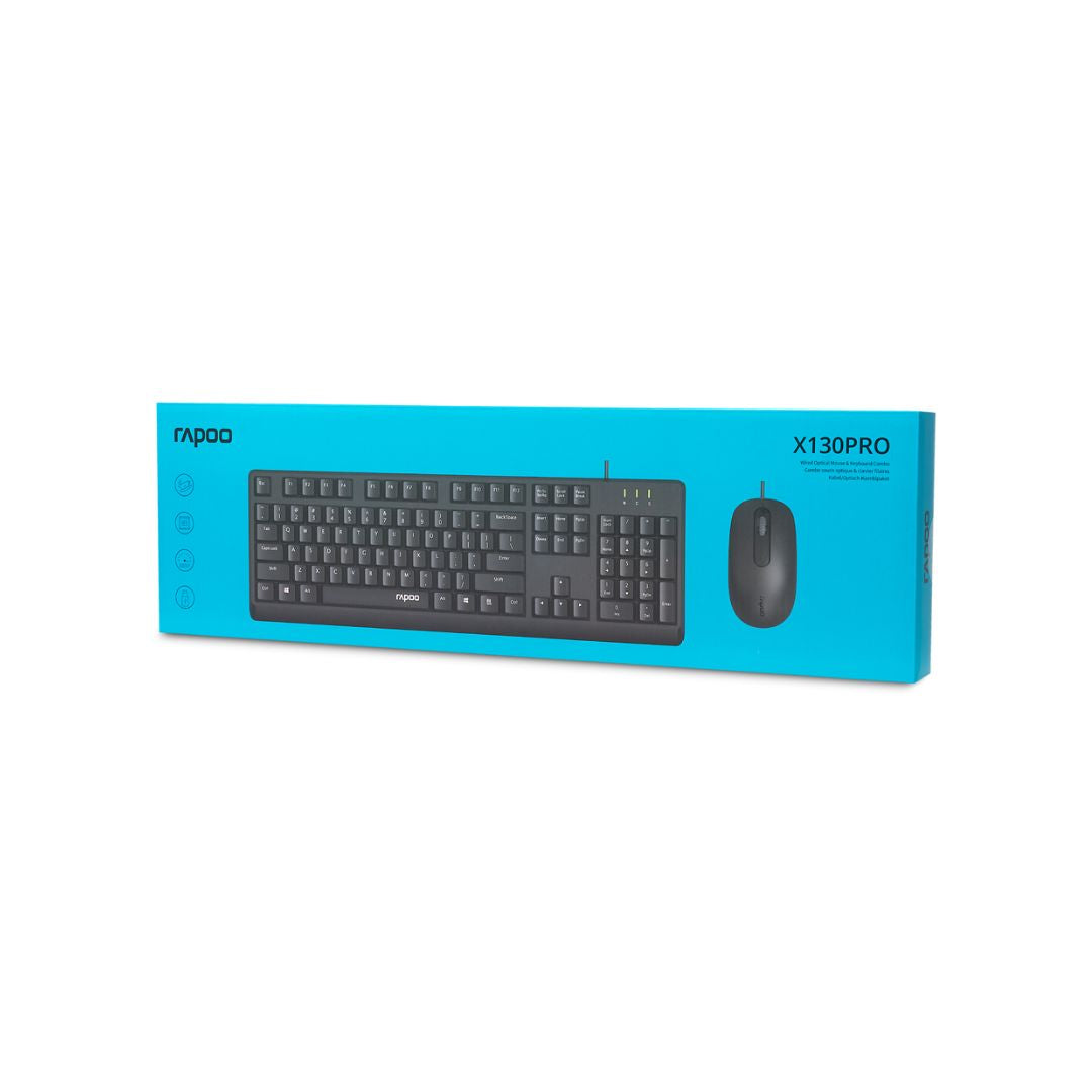 Rapoo X130 PRO Wired Optical Combo Kit Keyboard & Mouse