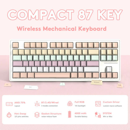 ATTACK SHARK M87 Wireless Mechanical Keyboard - Pink Gradien