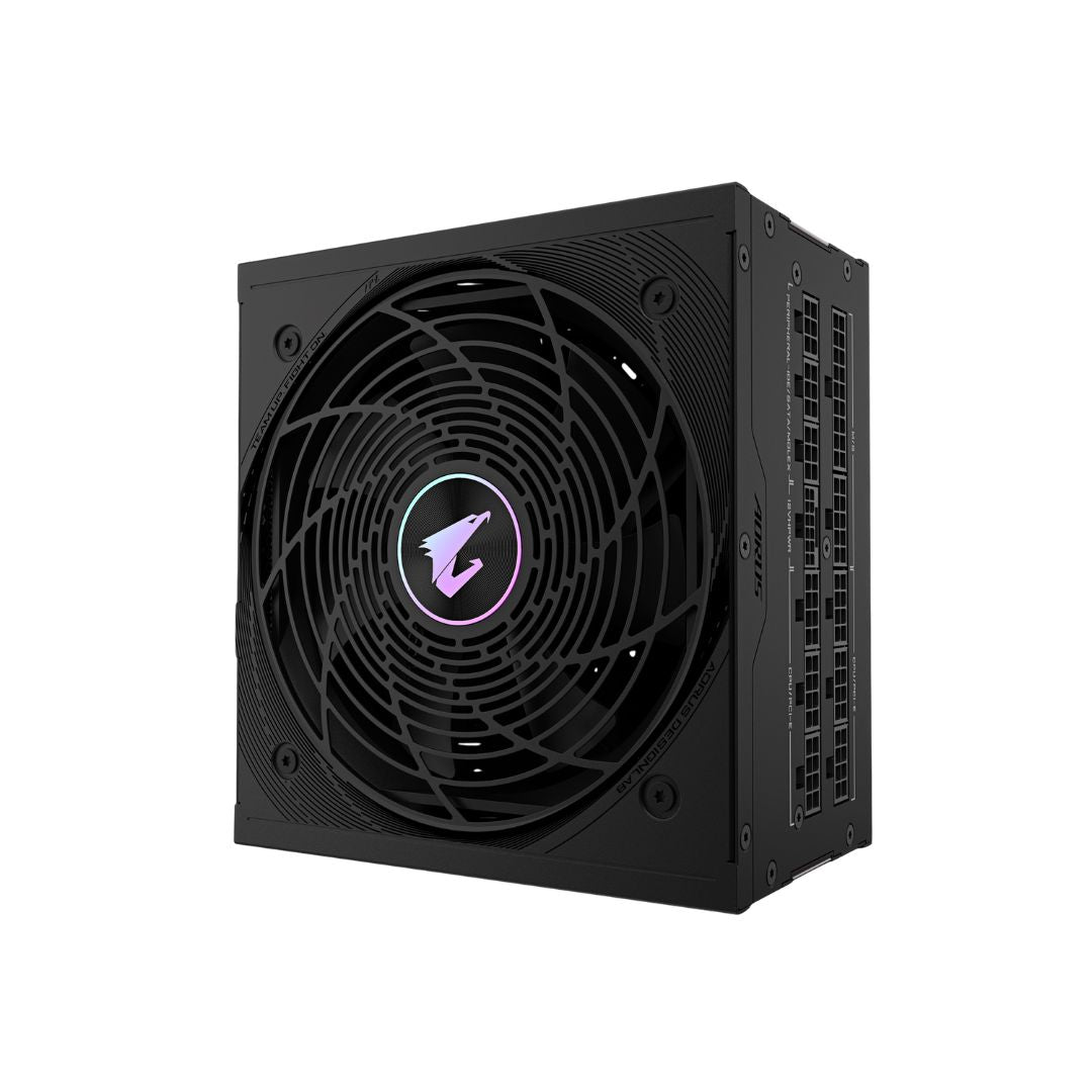 جيجابايت AORUS ELITE GP-AE1000PM، وحدة تزويد طاقة كاملة التوصيل، 1000 واط، بكفاءة 80+ بلاتينيوم، PCIe 5.1 – أسود