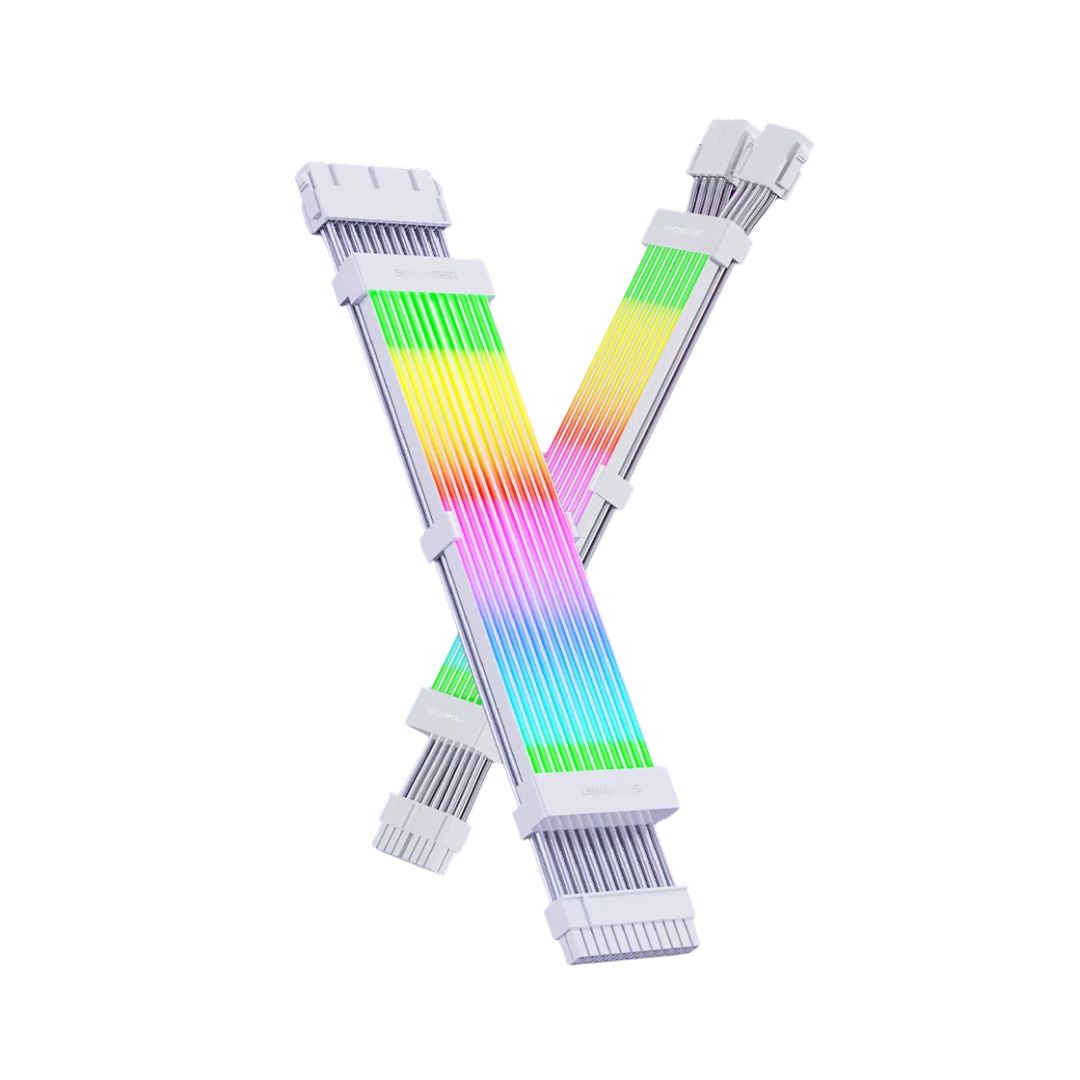 كابل تمديد SNOWMAN ذو الغلاف المُغلَّف للوحة الأم ووحدة معالجة الرسومات ARGB، طقم 24 سنًا + 12+4 سنًا 12 VHPWER