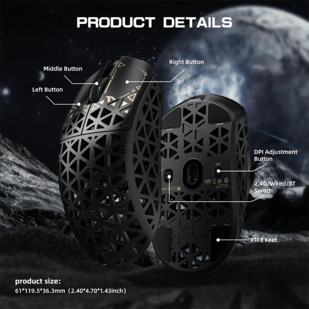 ATTACK SHARK R5 Ultra Carbon Fiber Wireless 8K Gaming Mouse - Black