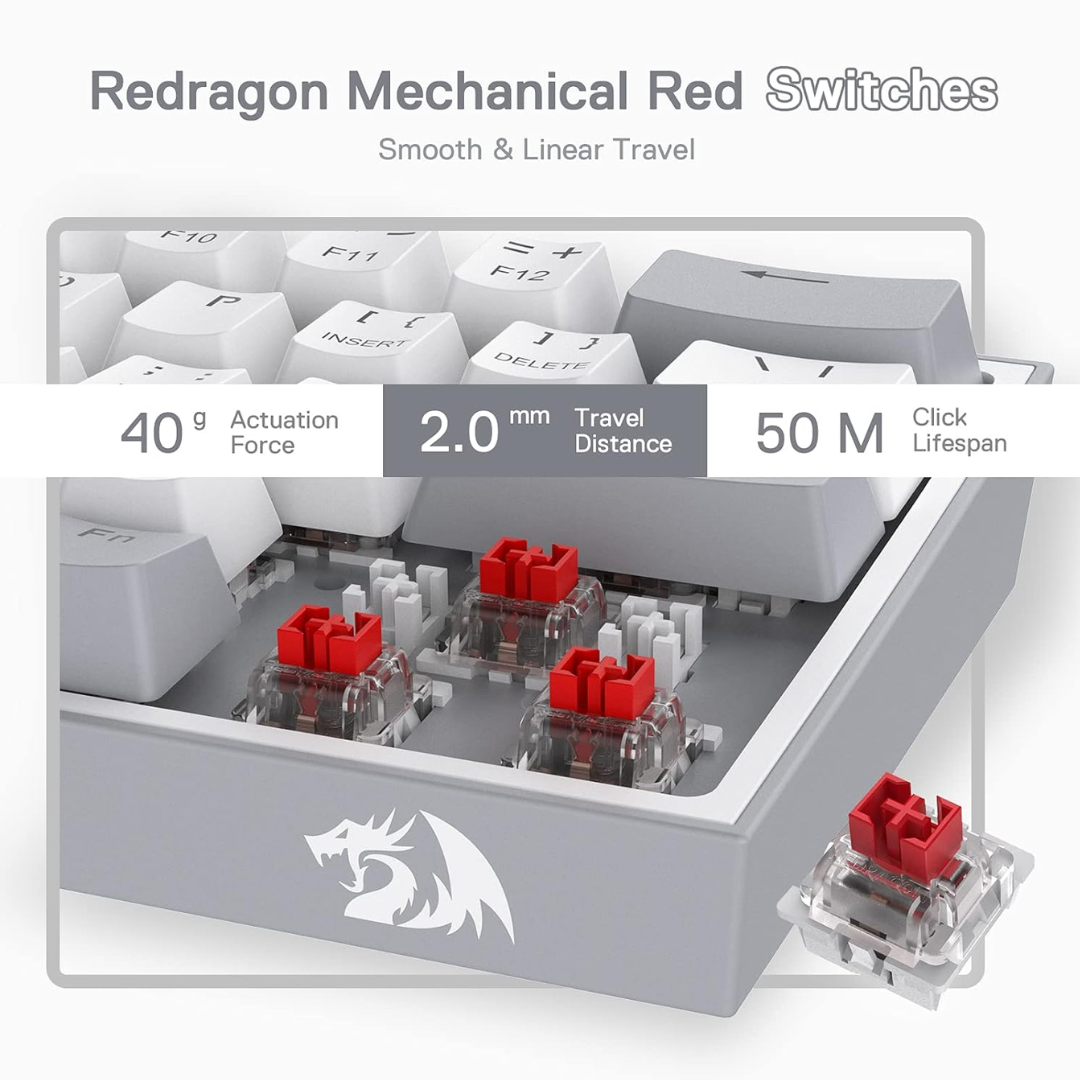Redragon K617 Fizz 60% Mechanical Wired TKL Gaming Keyboard