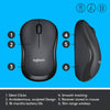 Logitech M221 Wireless Mouse, Silent Buttons - Black