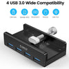 ORICO Aluminum Alloy Clip-Type USB 3.0 HUB - 4 Ports - Model MH4PU-BK