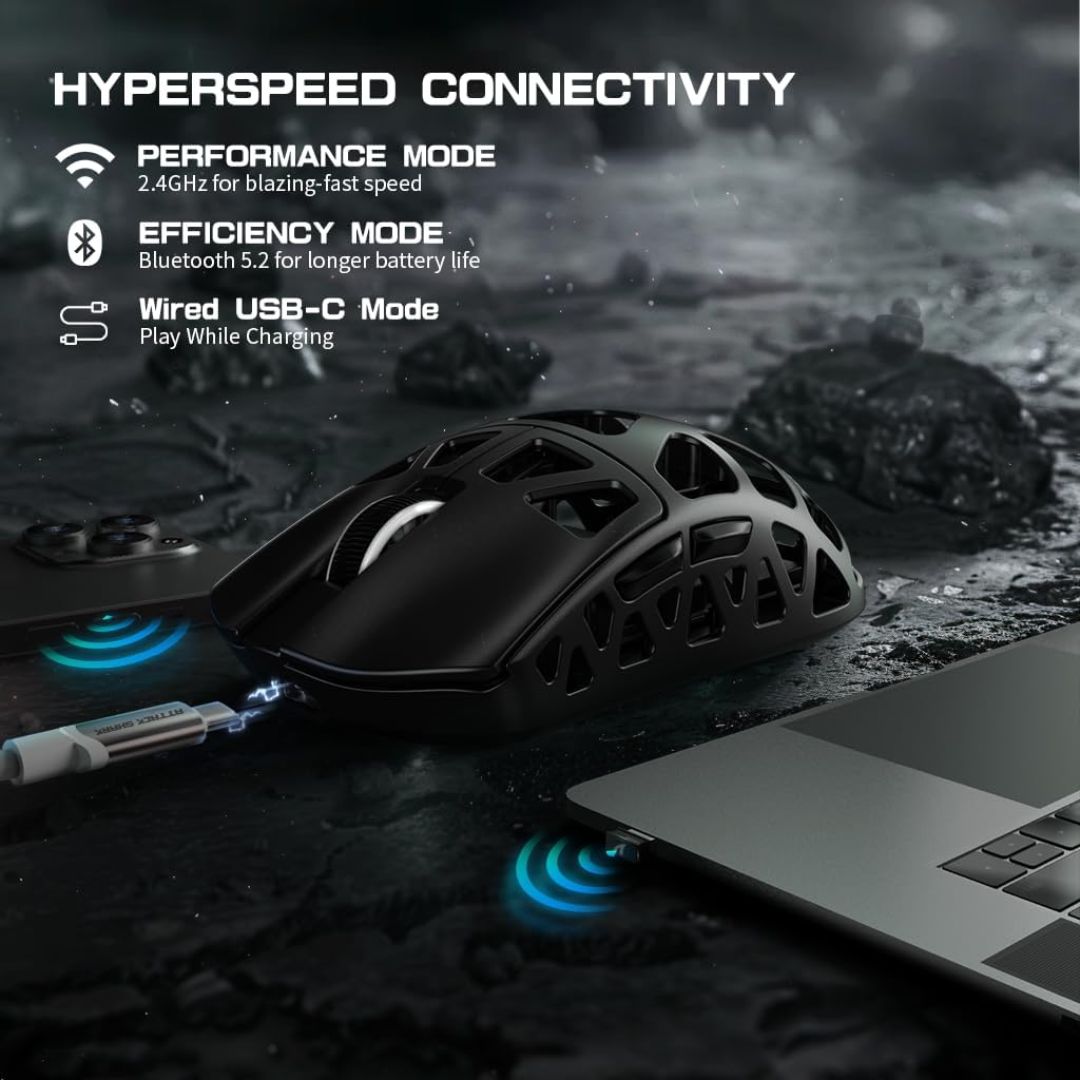 ATTACK SHARK R3 Magnesium Alloy Wireless  Gaming Mouse 8K - Black