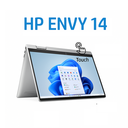 HP Envy 14-ES1013DX، معالج Intel Core 5-120U، ذاكرة وصول عشوائي (RAM) سعة 8 جيجابايت، قرص SSD سعة 512 جيجابايت، معالج رسومات Intel®، شاشة 14.0 بوصة IPS تعمل باللمس x360، لون فضي