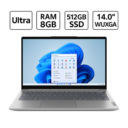 لينوفو ثينك بوك 14 G7 - (1BAX)، معالج إنتل كور ألترا 7-155H، ذاكرة وصول عشوائي 8 جيجابايت، قرص صلب SSD سعة 512 جيجابايت، معالج رسومات إنتل، شاشة 14.0 بوصة WUXGA، لون رمادي قطبي