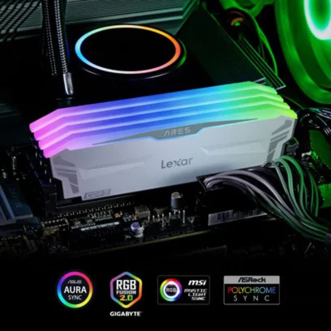 Lexar ARES RGB DDR5 Ram 32GB (2x16GB) 6400MHz CL32 - White