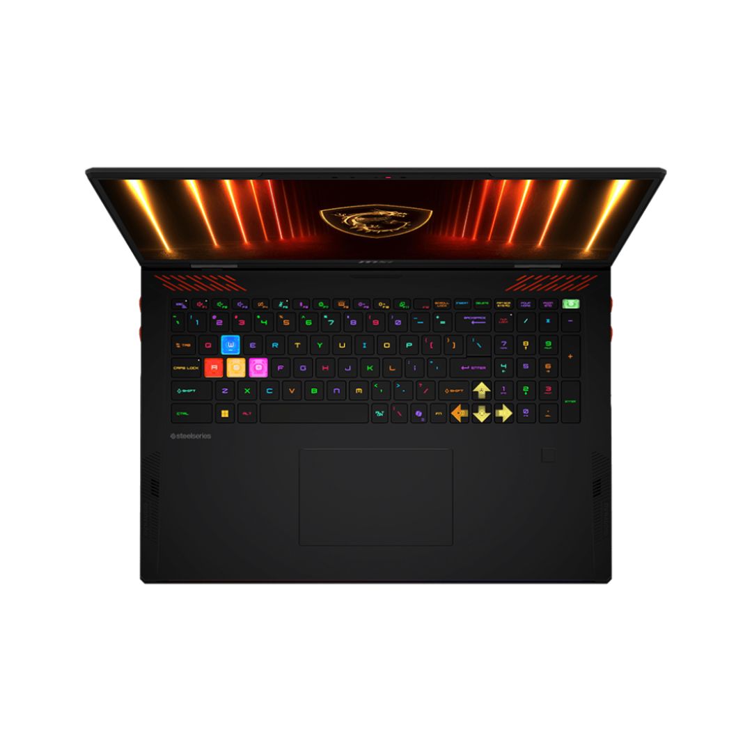 MSI Raider A18 HX A9WIG-205AE، AMD Ryzen 9-9955HX3D، ذاكرة وصول عشوائي (RAM) سعة 64 جيجابايت، قرص SSD سعة 2 تيرابايت، NVIDIA RTX 5090 سعة 24 جيجابايت، شاشة 18 بوصة UHD+ 120 هرتز، لون أسود