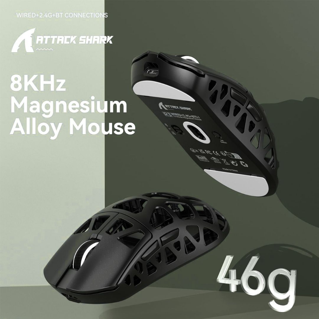 ATTACK SHARK R3 Magnesium Alloy Wireless  Gaming Mouse 8K - Black
