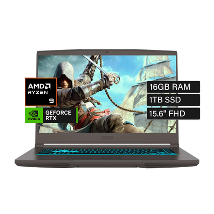 MSI Thin A15 AI B8VF-270US, AMD Ryzen 9-8945HS, RAM 16GB, SSD 1TB, NVIDIA RTX 4060 8GB, 15.6 FHD 144Hz, Cosmos Gray