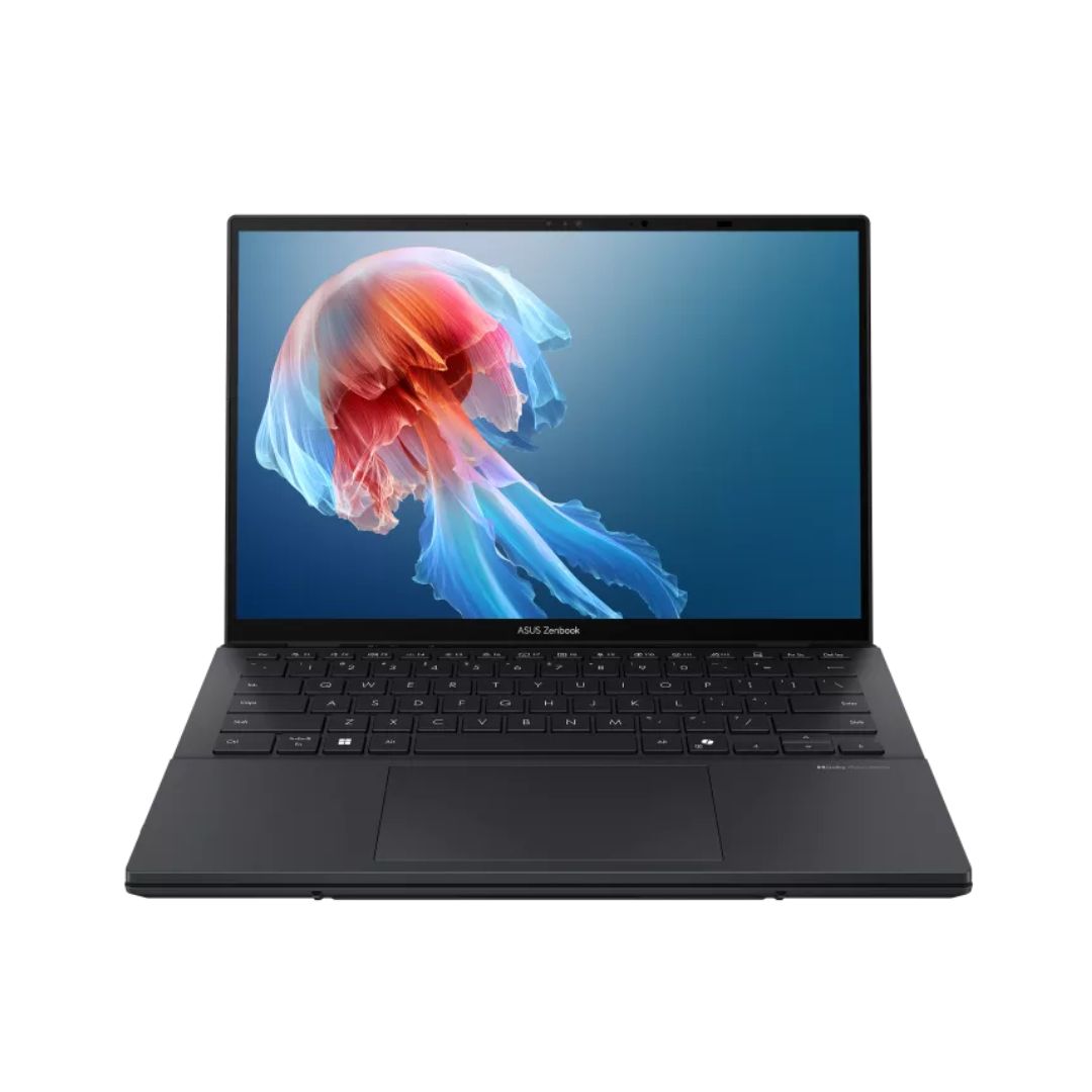 ASUS Zenbook DUO UX8406CA-PZ005W، معالج Intel Core Ultra 9-285H، ذاكرة وصول عشوائي (RAM) سعة 32 جيجابايت، قرص SSD سعة 2 تيرابايت، معالج رسومات Intel Arc، شاشة 14 بوصة بدقة 3K OLED بتردد 120 هرتز، لون رمادي Inkwell