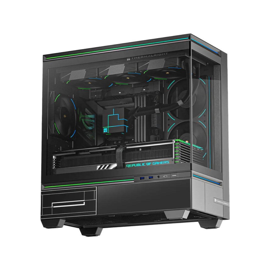 صندوق Thermalright TL-M10 VISION M-ATX أسود، زجاج حراري، تهوية عالية