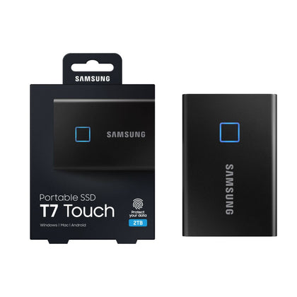 SAMSUNG T7 Touch Portable SSD 2TB ,up to 1050MB/s, USB 3.2 External , Black (MU-PC2T0K/WW)