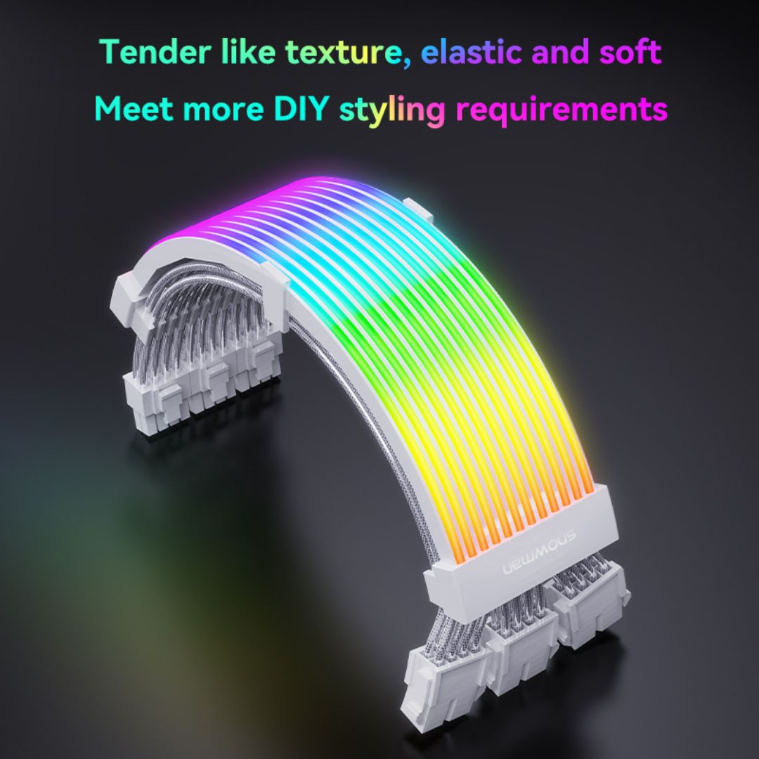 SNOWMAN Sleeved Cover Extension Cable MB & GPU ARGB, 24 Pin + 12+4 Pin 12 VHPWER Kit