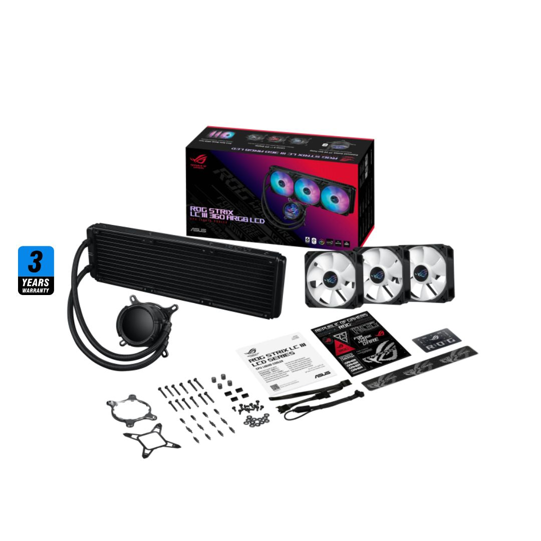 ASUS ROG STRIX LC III 360 ARGB أسود، شاشة LCD