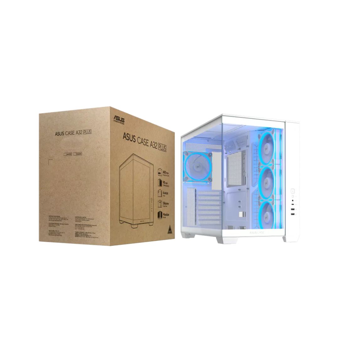 حافظة ASUS A32 PLUS، 4 مراوح ARGB - أبيض