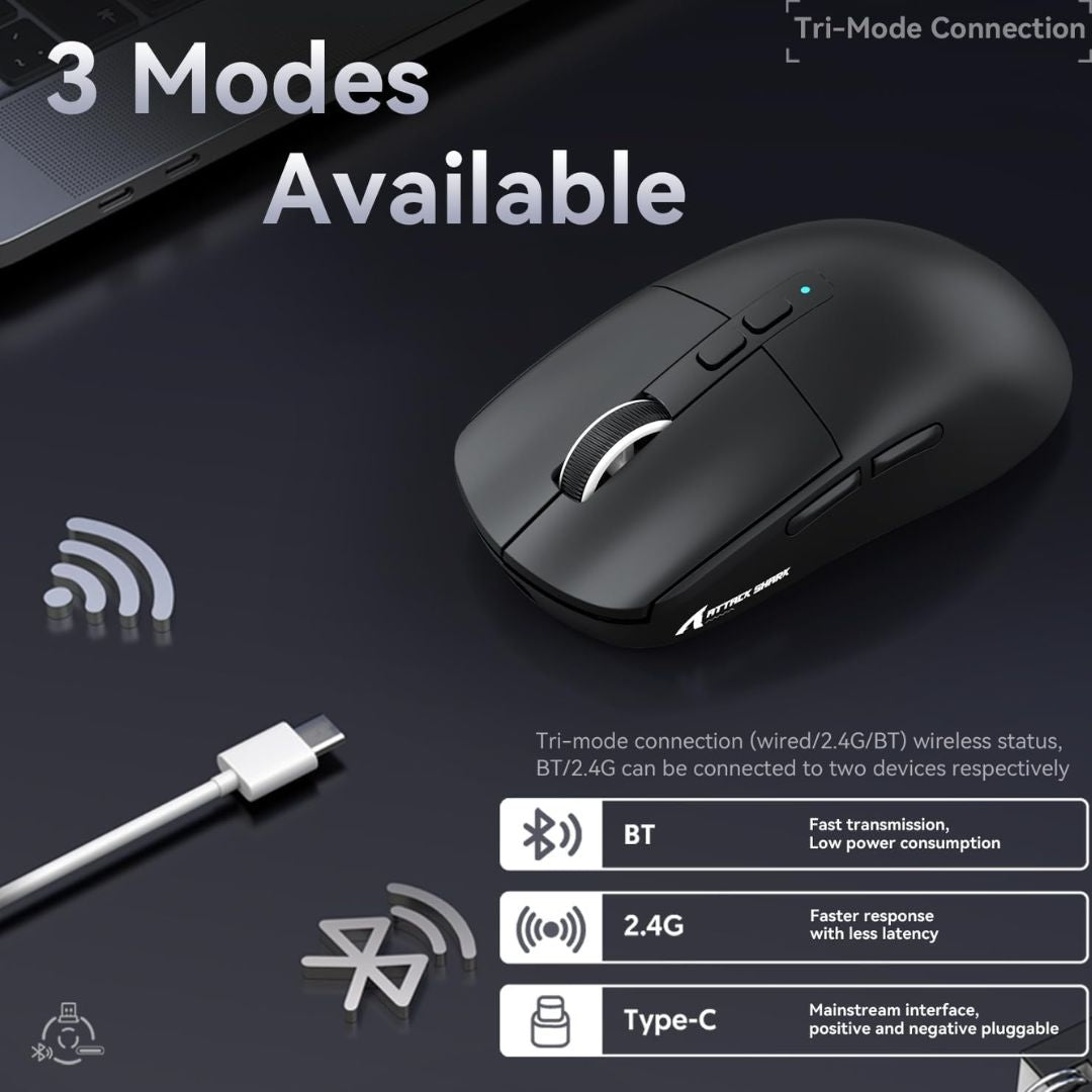 ATTACK SHARK X6  Wireless Gaming Mouse - Black