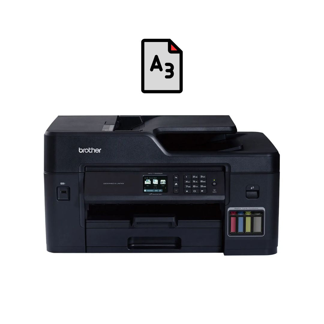 طابعة Brother MFC-T4500DW اللاسلكية متعددة الوظائف بخزان حبر A3-A4 (طباعة، نسخ، مسح ضوئي، فاكس)