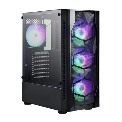 MASS 07 Mid Tower Case  4 RGB Fans - Black