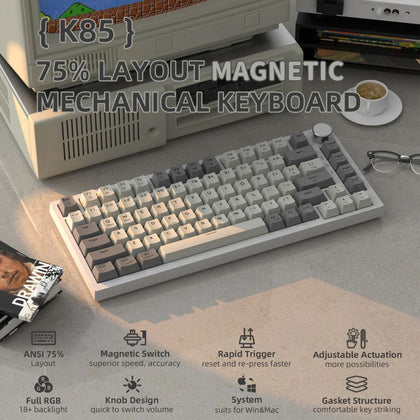 ATTACK SHARK K85 Rapid Trigger Keyboard Magnetic Switch - Grey