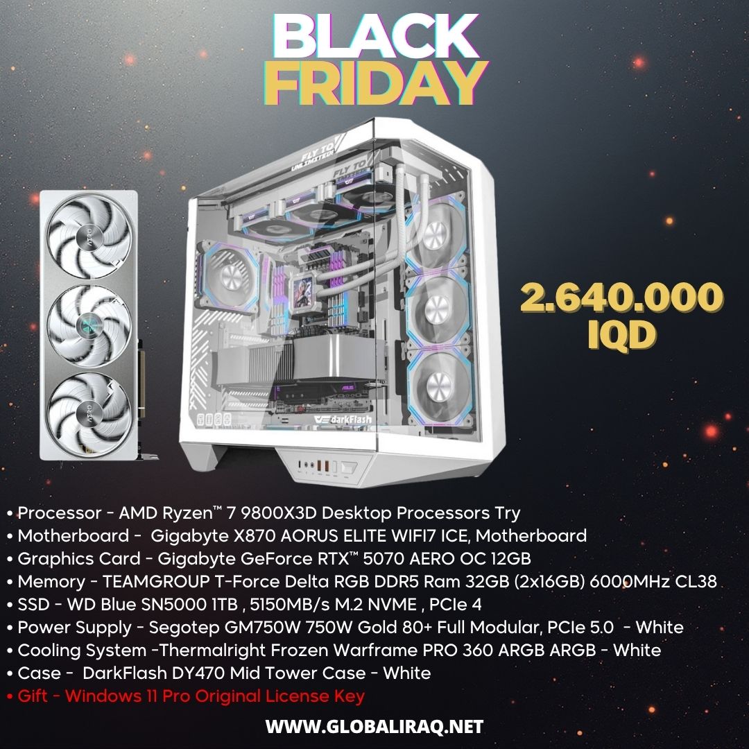 تجميع جهاز كمبيوتر AMD Ryzen 7 9800X3D، RTX 5070 12GB
