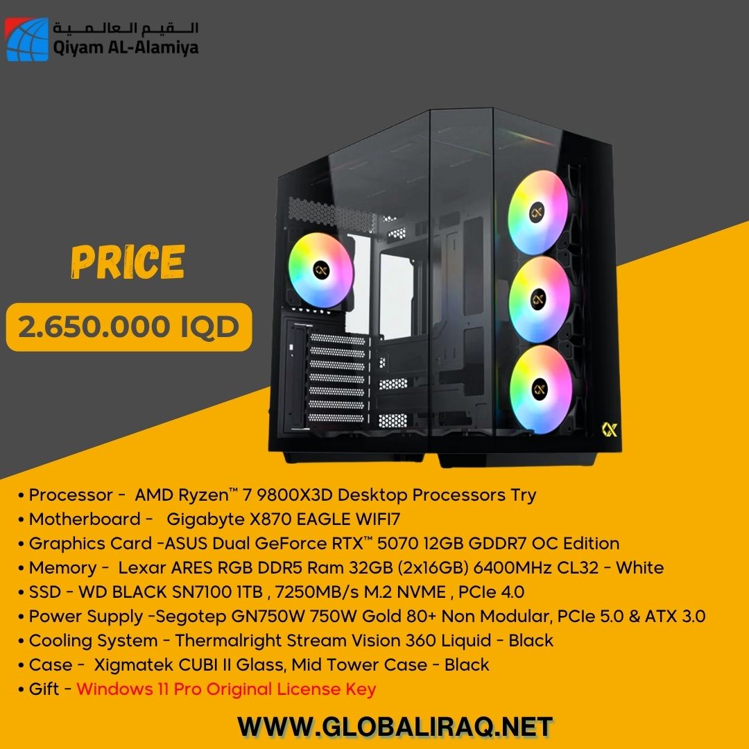 Pc Build AMD Ryzen 7 9800X3D, RTX 5070 12GB