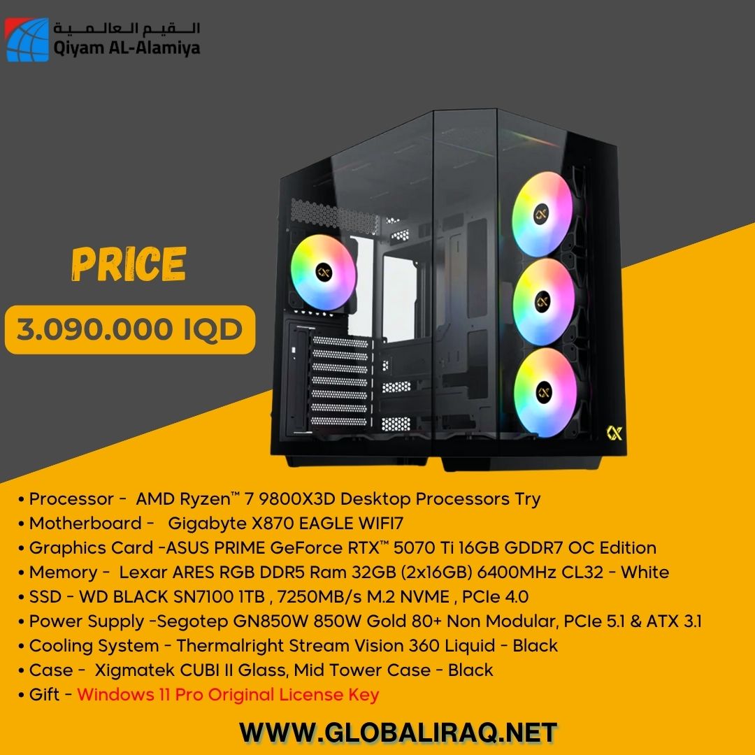 Pc Build AMD Ryzen 7 9800X3D, RTX 5070 Ti 16GB