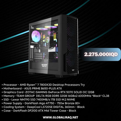 Pc Build AMD Ryzen 7 7800X3D, RTX 5070 12GB