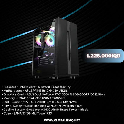 Pc Build intel i5 12400F, RTX 5060 TI 8GB